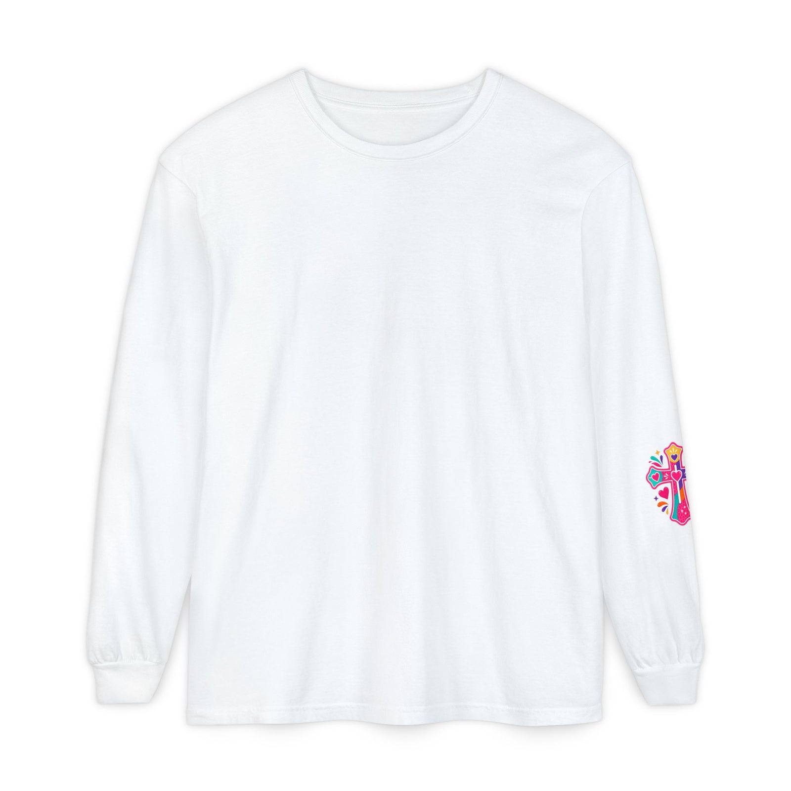 Christian Long Sleeve Tee — "Warning I Tell Everyone About Jesus" Colorful Faith Shirt