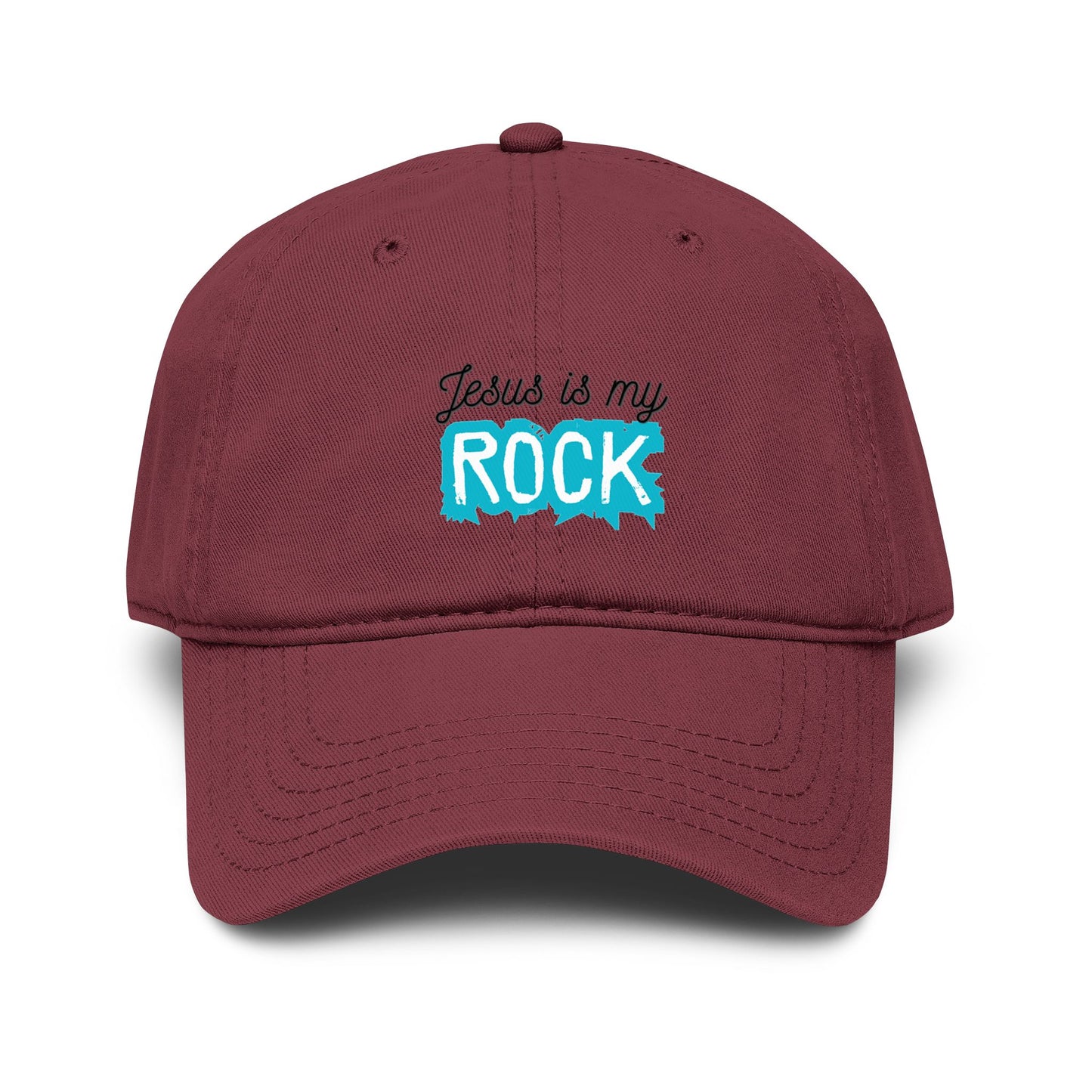 Jesus Is My Rock Baseball Cap — Embroidered Faith Hat