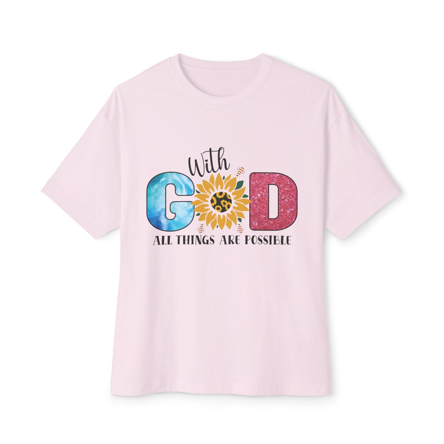 With God Tee — 'All Things Are Possible' Floral Sunflower Faith T-Shirt