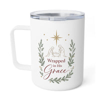 Load image into Gallery viewer, "Wrapped in His Grace" Christmas Insulated Coffee Travel Mug