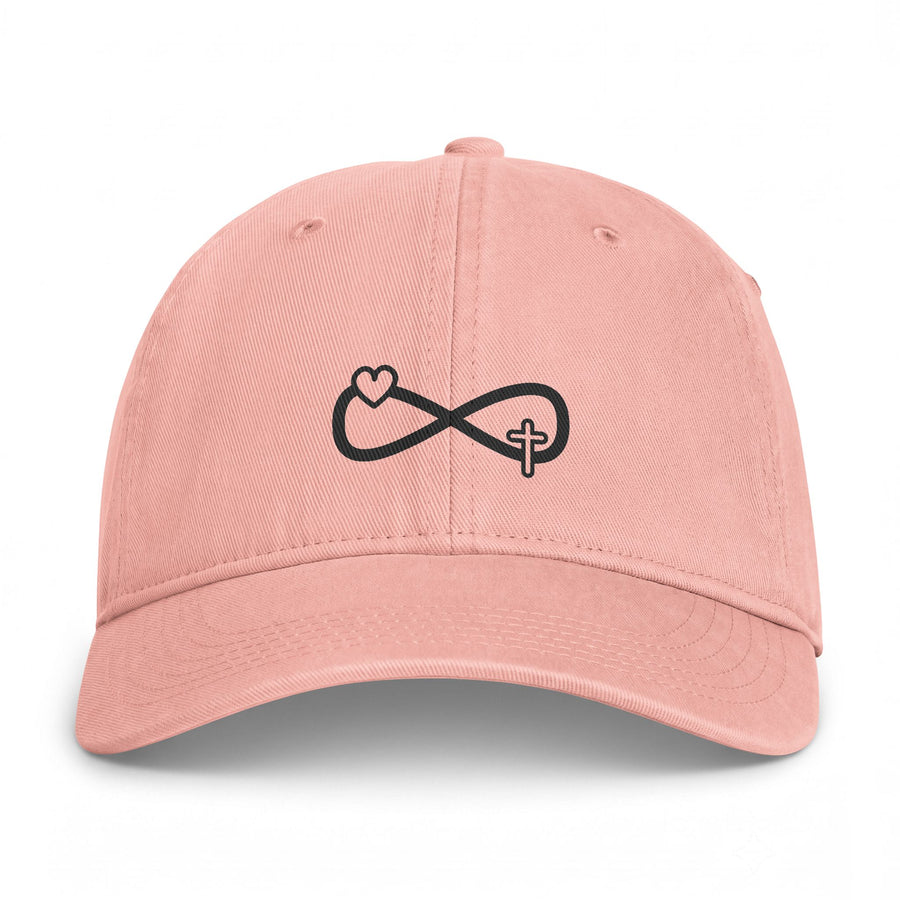 Infinity Heart & Cross Embroidered Cap — Coastal Washed Baseball Hat