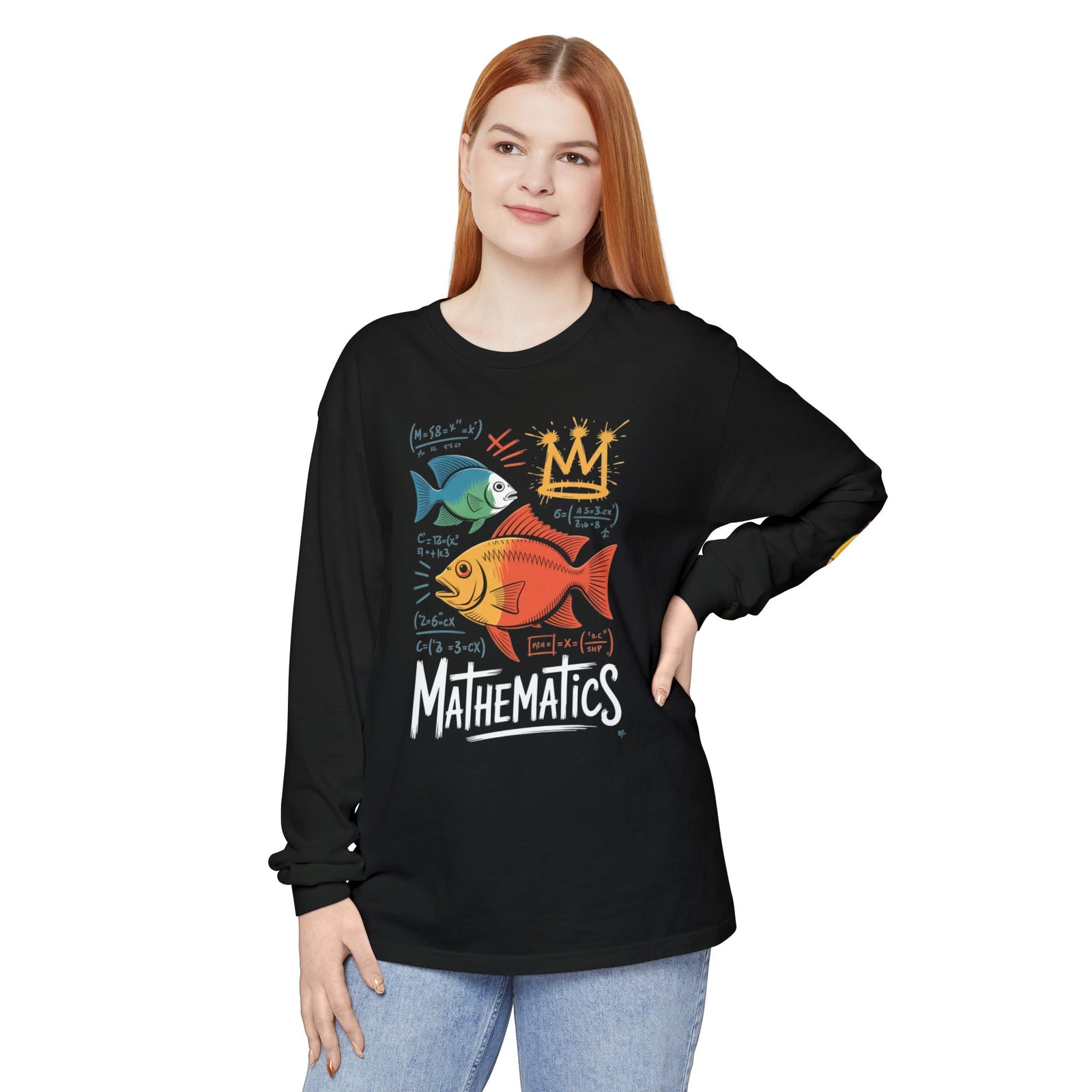 Fish Math Long Sleeve Tee — Cute Brainy Fish Graphic Shirt