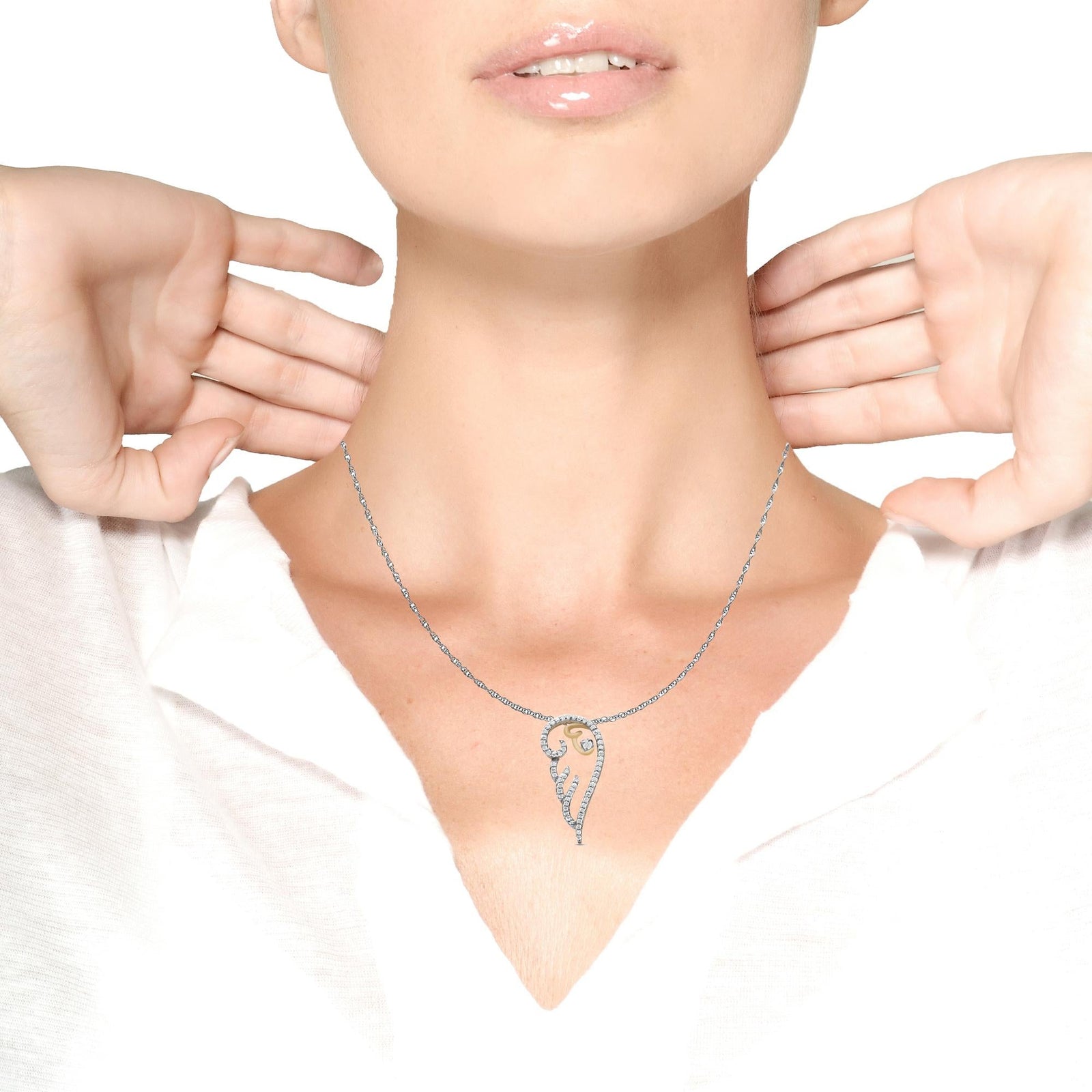 10K Gold-Plated Silver Diamond Angel Wing Necklace