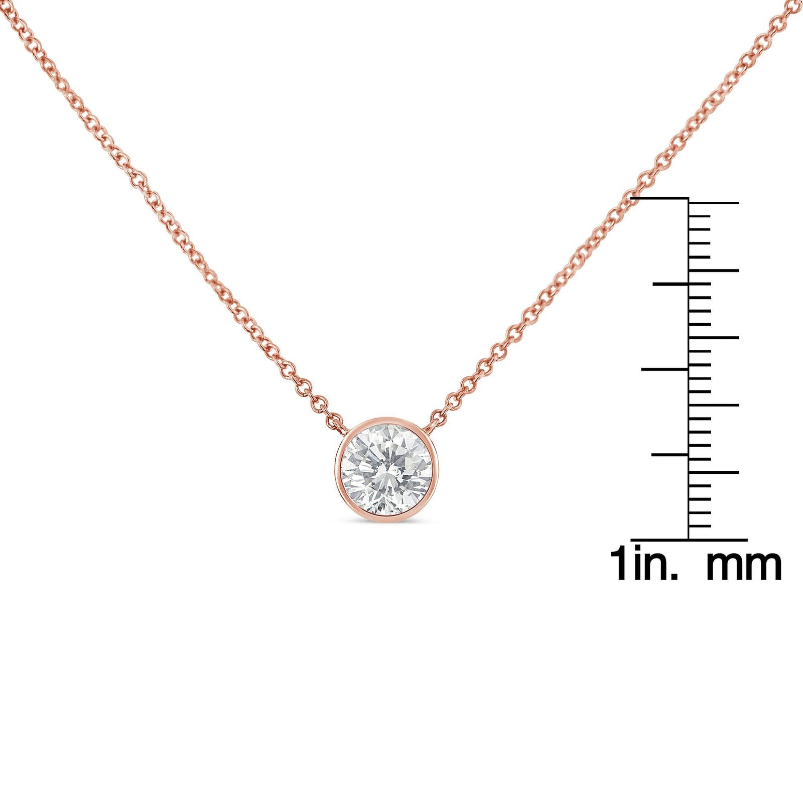 10K Rose Gold Solitaire Diamond Pendant Necklace