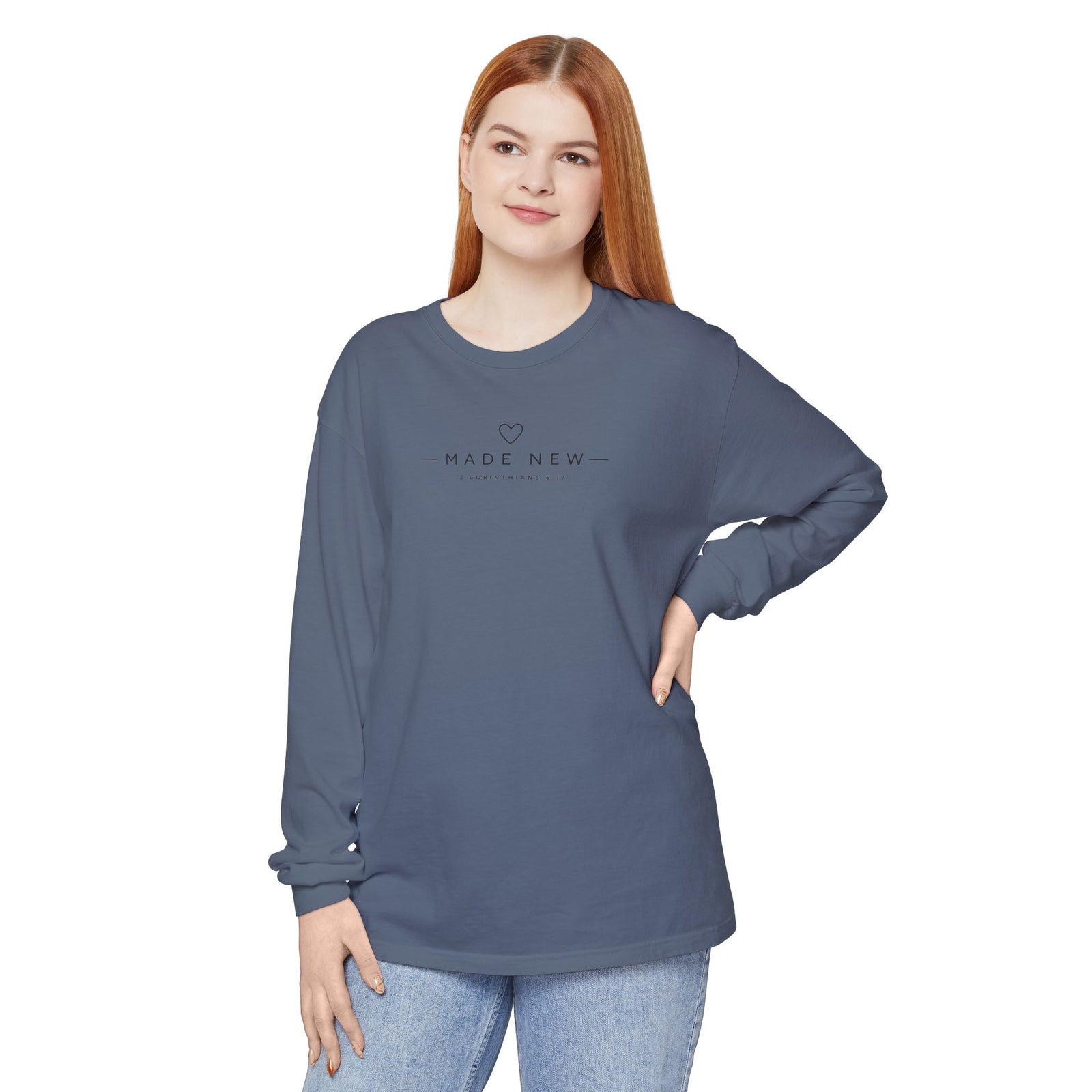 Made New Long Sleeve T-Shirt — Minimal Christian Faith Graphic