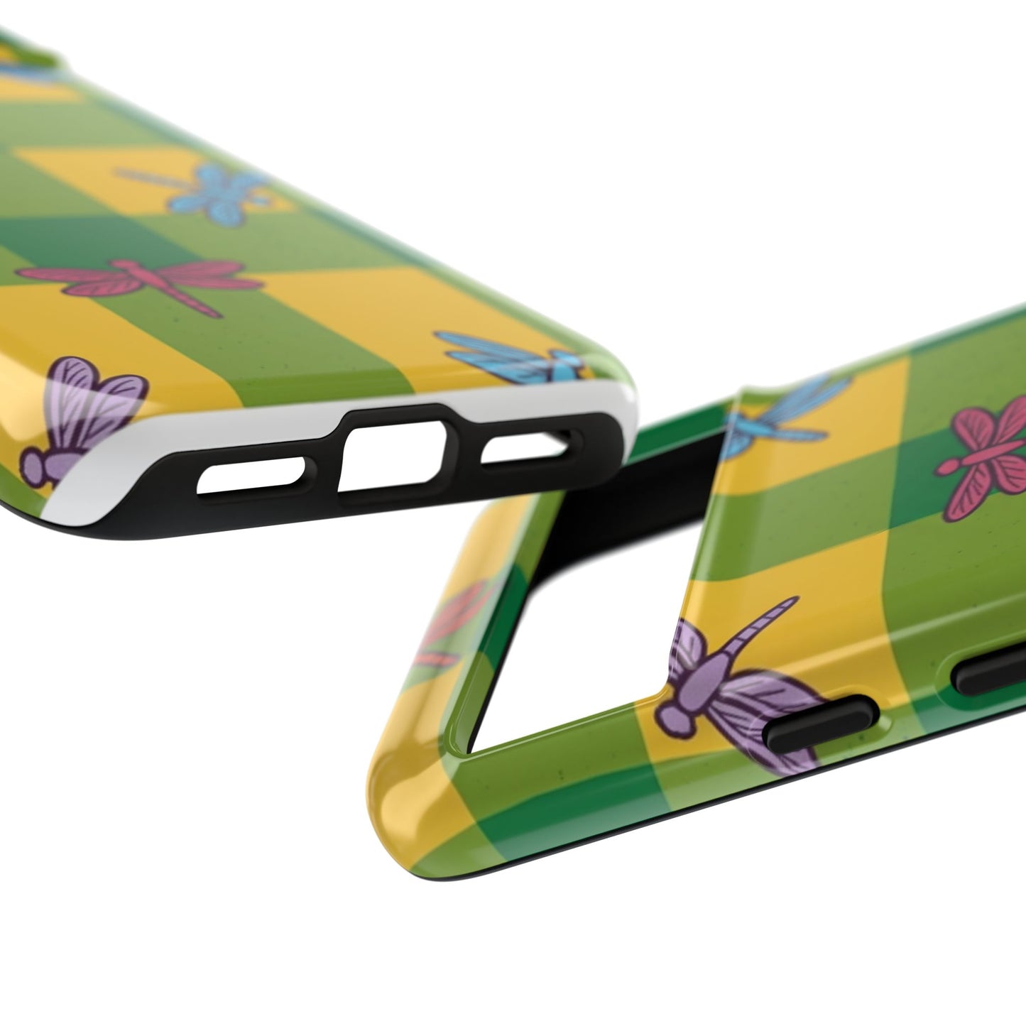 Dragonfly Check Phone Case — Colorful Plaid Protective Tough Case