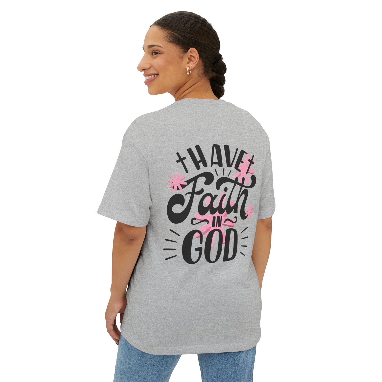 Faith In God Boxy Tee — Floral Christian Graphic T-Shirt