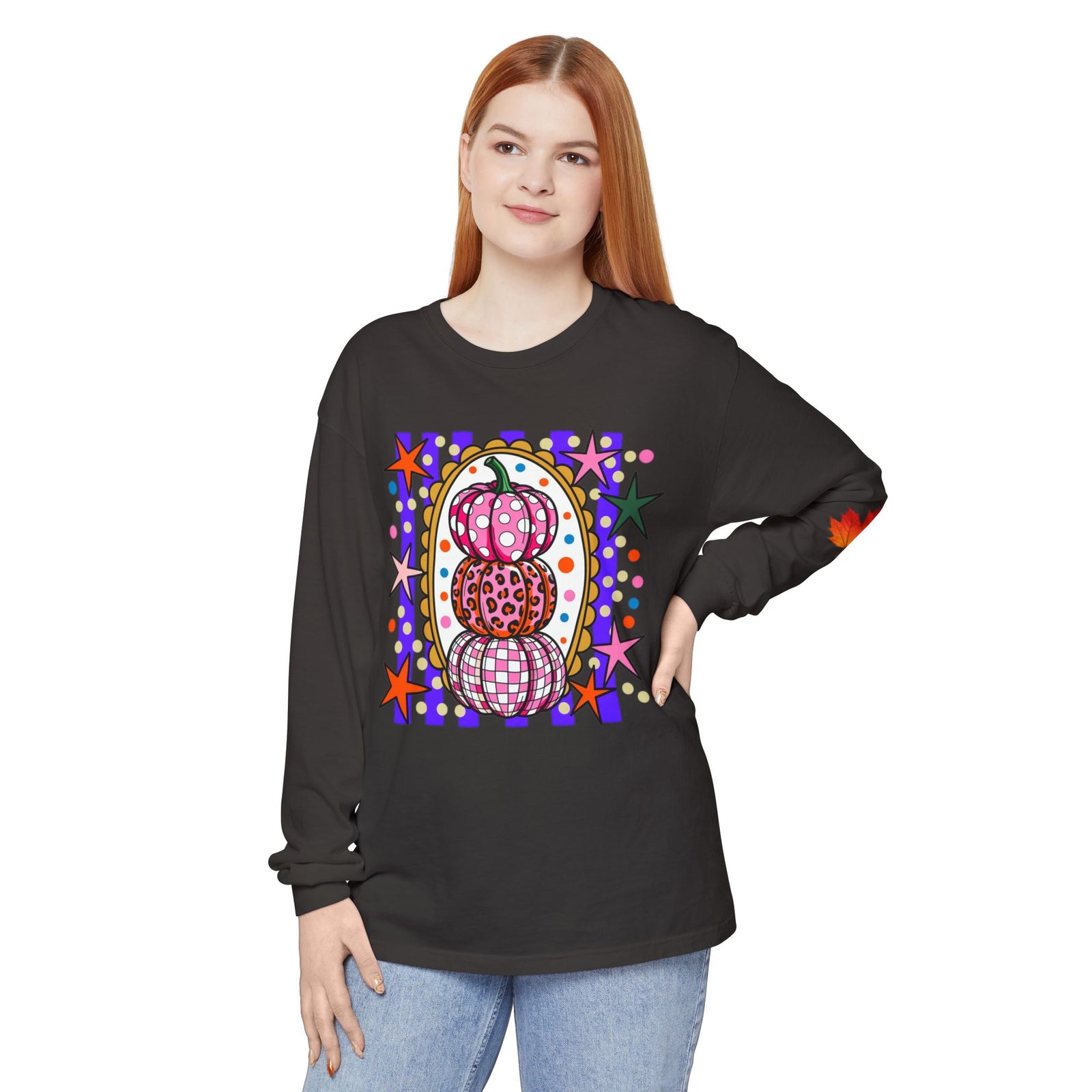 Autumn Pop Art Pumpkin Long Sleeve Shirt