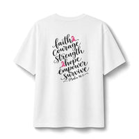 Load image into Gallery viewer, "Breast Cancer Ribbon" with Message on Back Tee XS-4XL