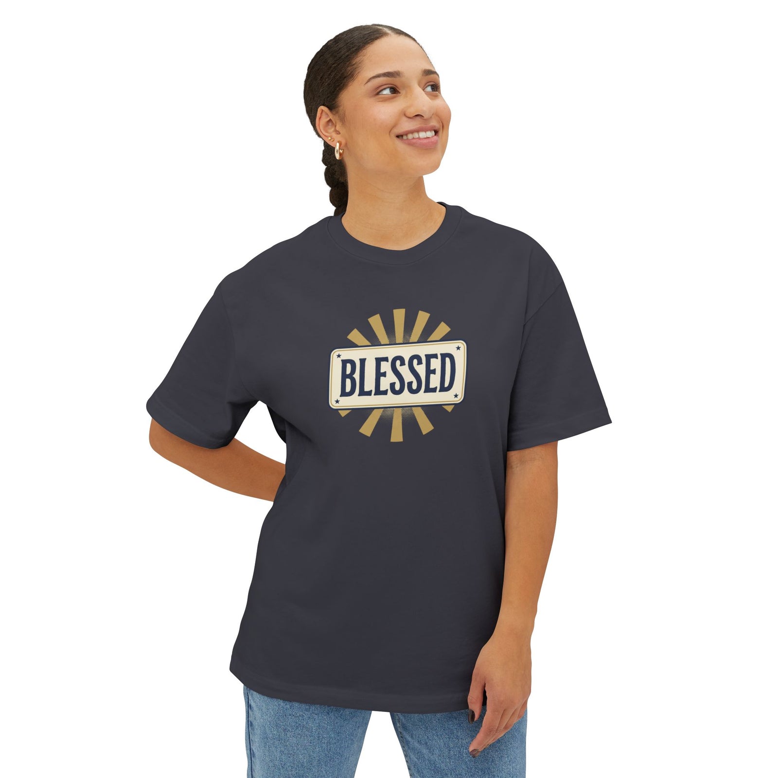 Blessed Vintage Sign T-Shirt — Oversized Boxy Tee