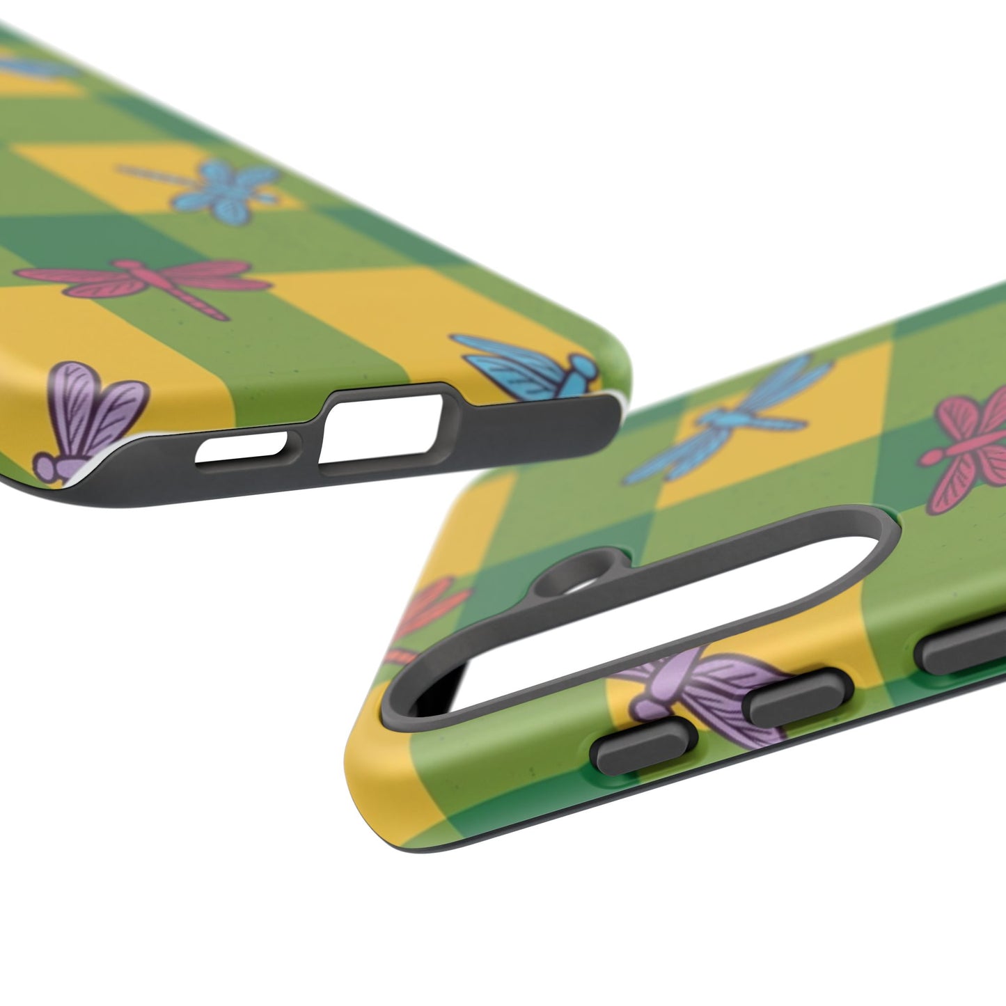 Dragonfly Check Phone Case — Colorful Plaid Protective Tough Case