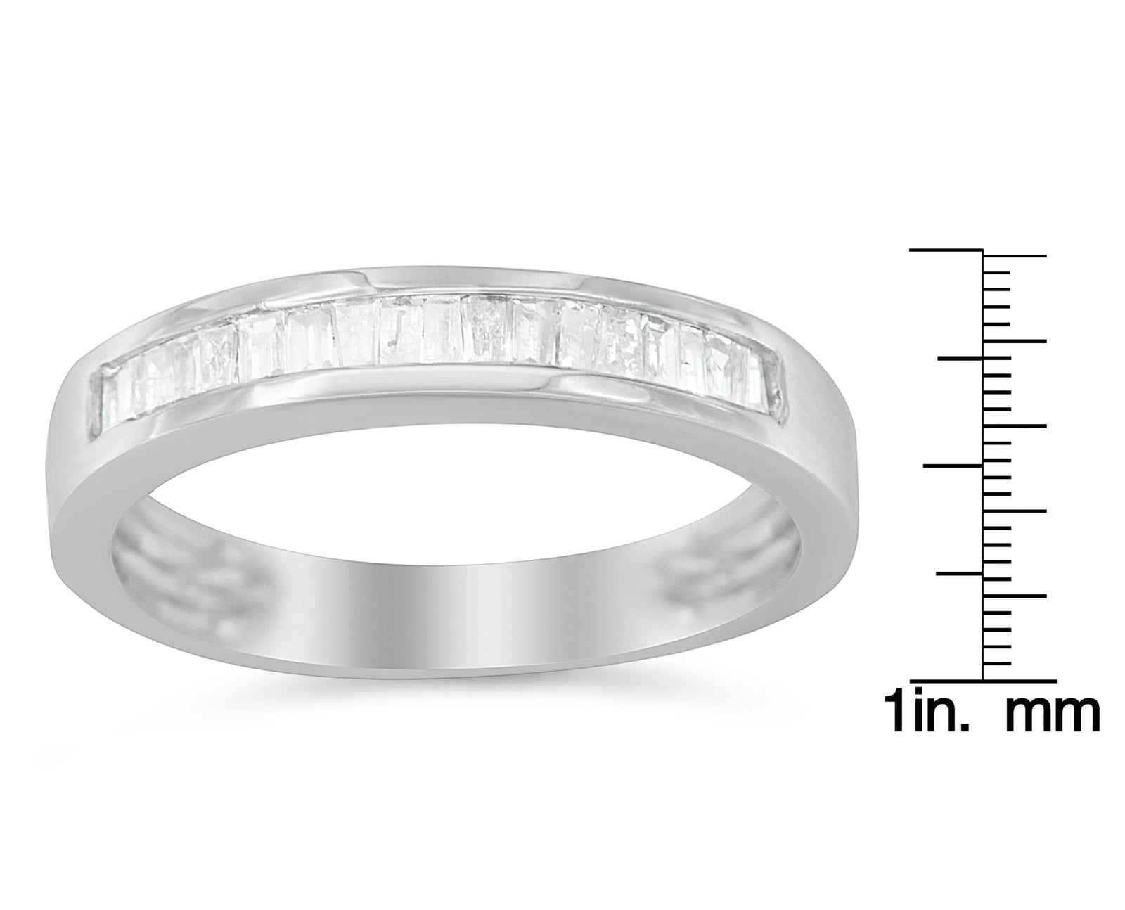 .925 Silver Baguette Diamond Stackable Wedding Ring