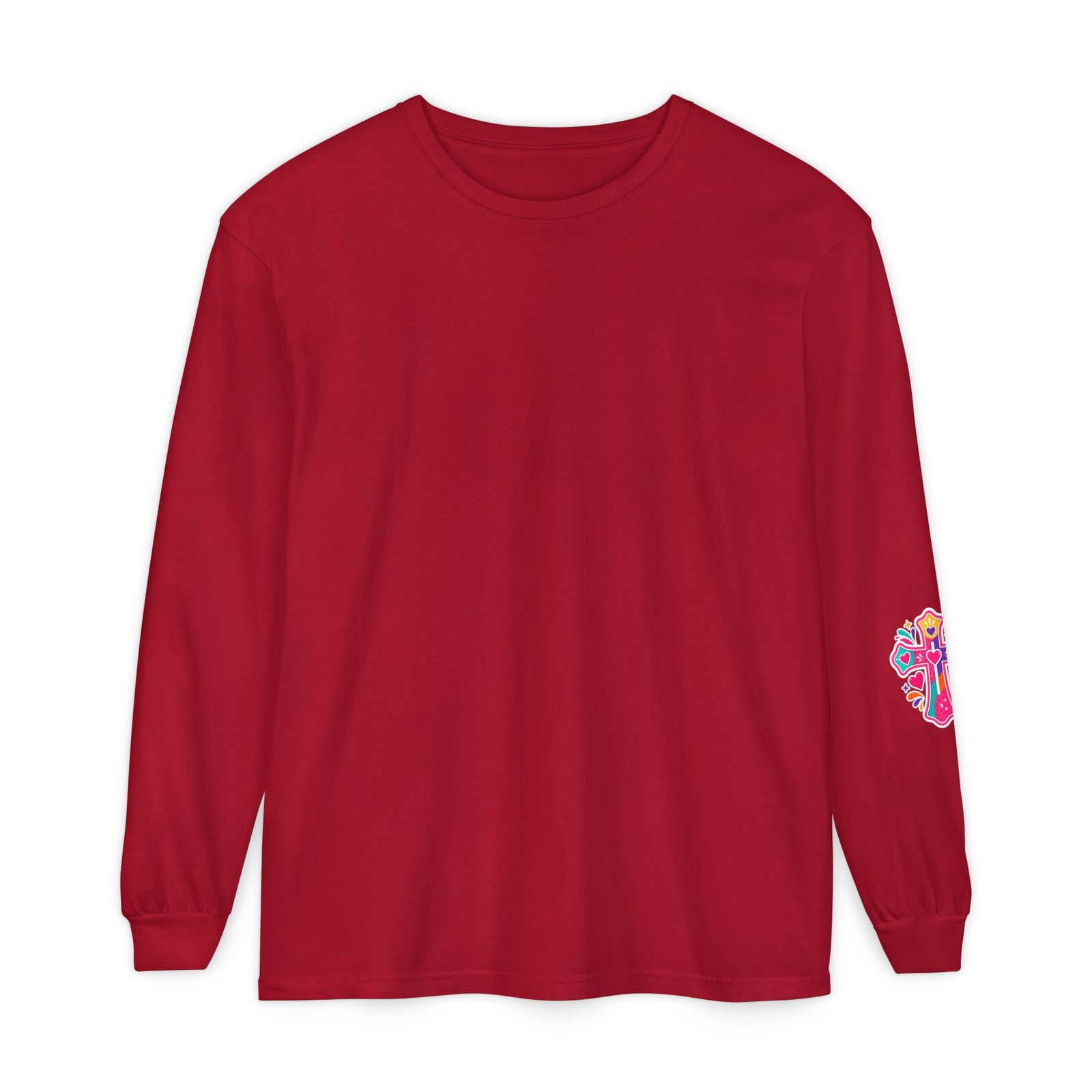 Christian Long Sleeve Tee — "Warning I Tell Everyone About Jesus" Colorful Faith Shirt