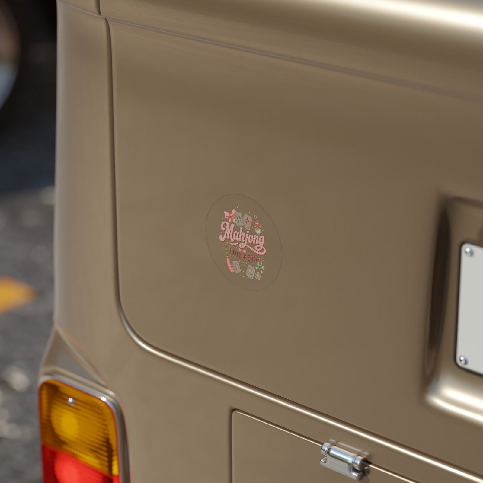 Mahjong Trinkets Round Sticker — Transparent Outdoor Vinyl