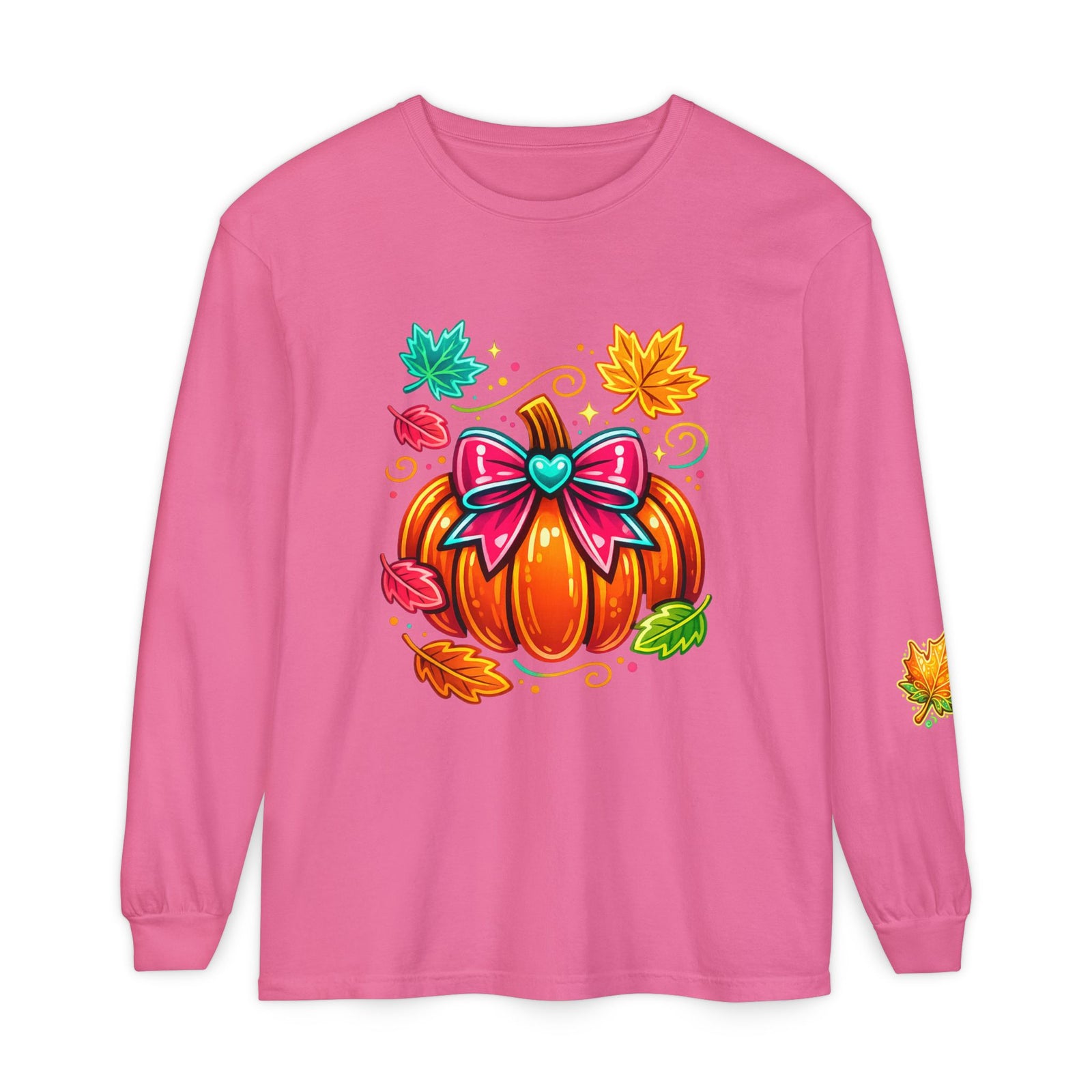 Autumn Pumpkin Bow Long Sleeve Tee