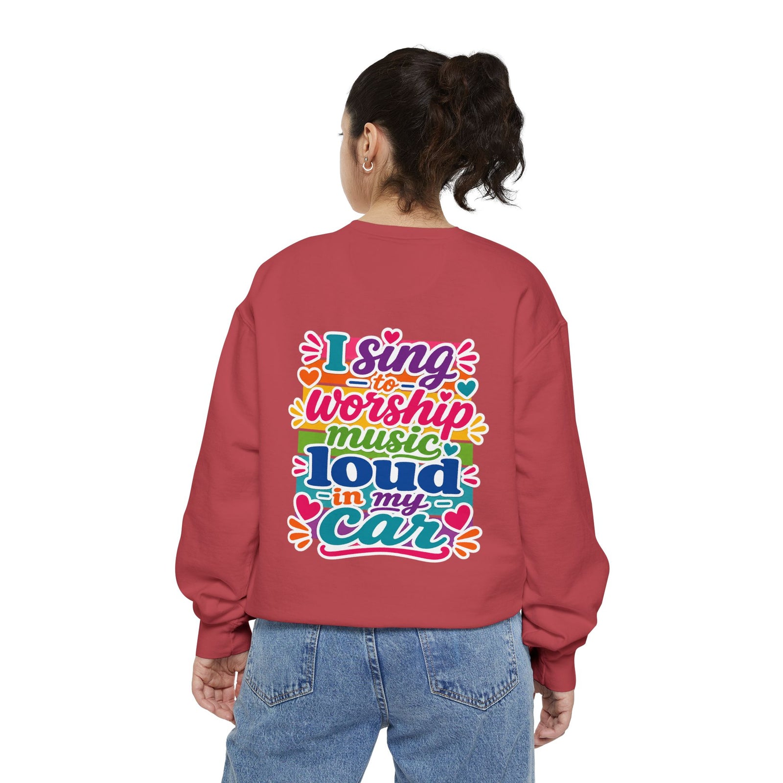 Worship Music Sweatshirt — "I Sing to Worship Music Loud in My Car" Crewneck