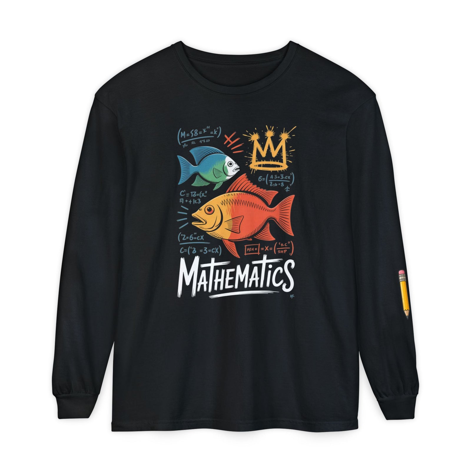 Fish Math Long Sleeve Tee — Cute Brainy Fish Graphic Shirt