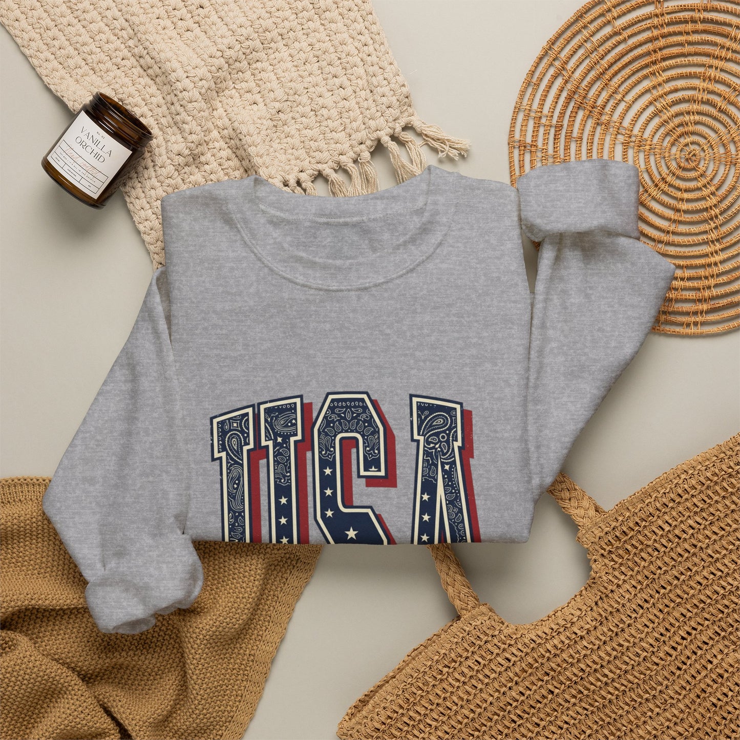USA Vintage Americana Crewneck Sweatshirt | 4th of July Stars & Stripes