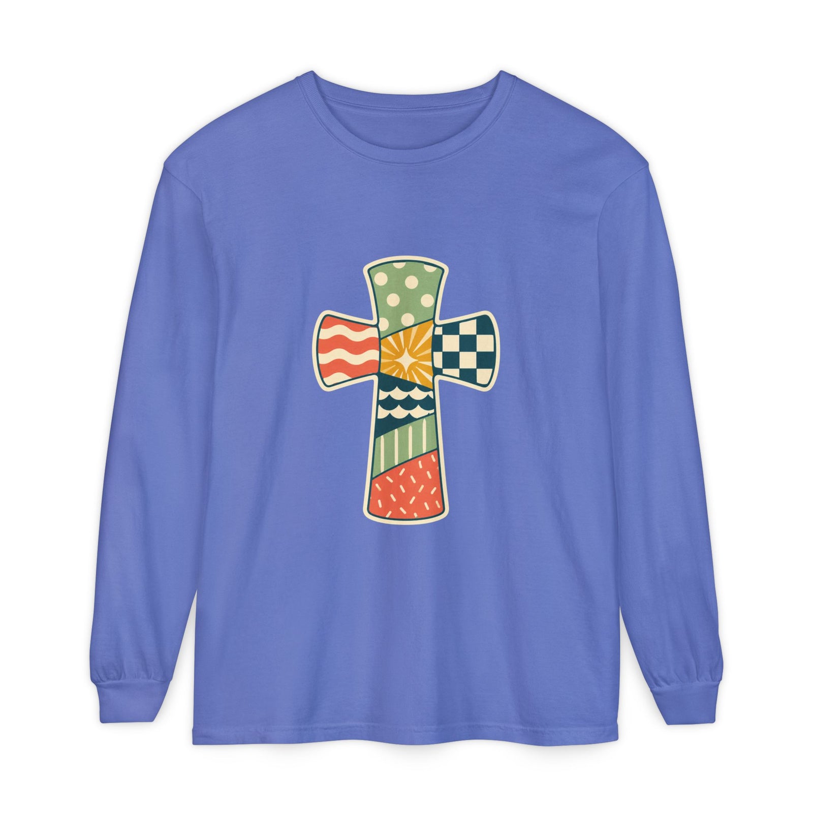 Patchwork Cross Long Sleeve T-Shirt