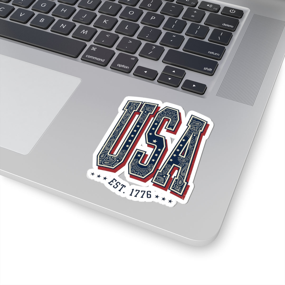 USA Patriotic Bandana Lettering Sticker | 4th of July Vintage Americana