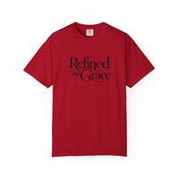 Load image into Gallery viewer, Refined by Grace T-Shirt — Minimal Christian Cross Graphic Tee