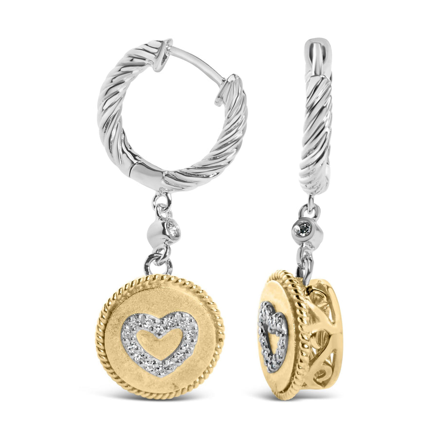 18K Gold Plated Sterling Silver Diamond Heart Earrings
