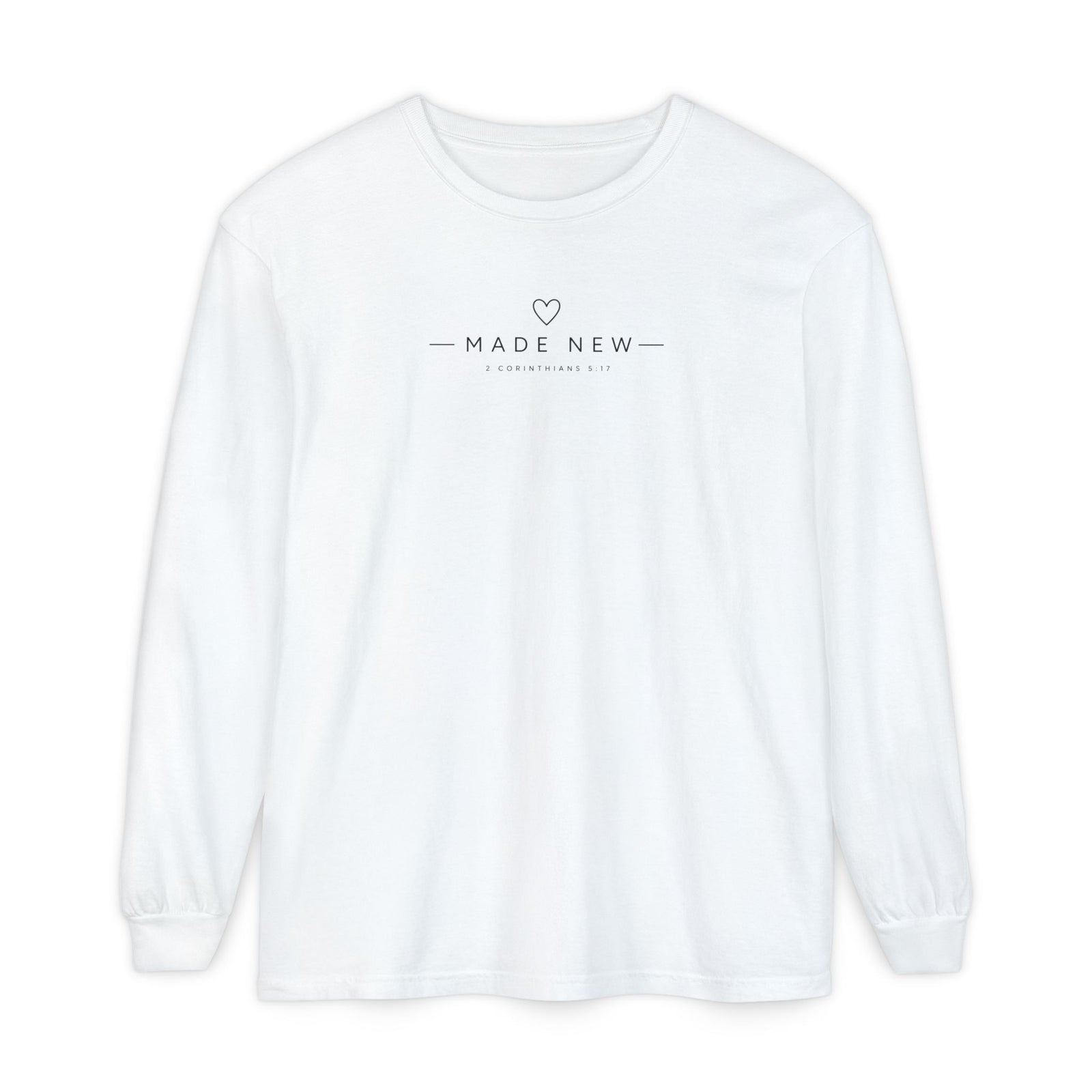 Made New Long Sleeve T-Shirt — Minimal Christian Faith Graphic