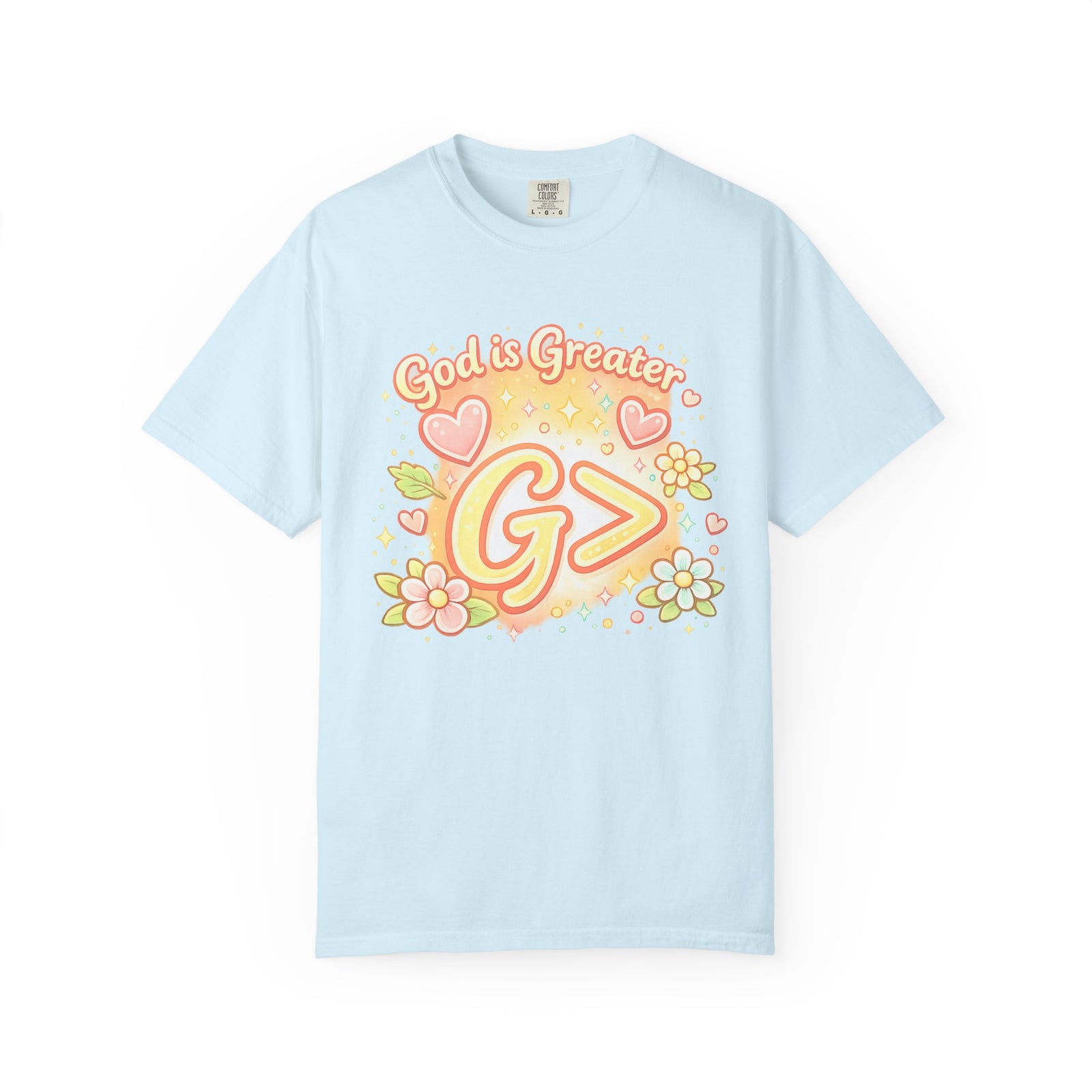 God's Greater Tee — Cute Floral Christian Graphic T-Shirt