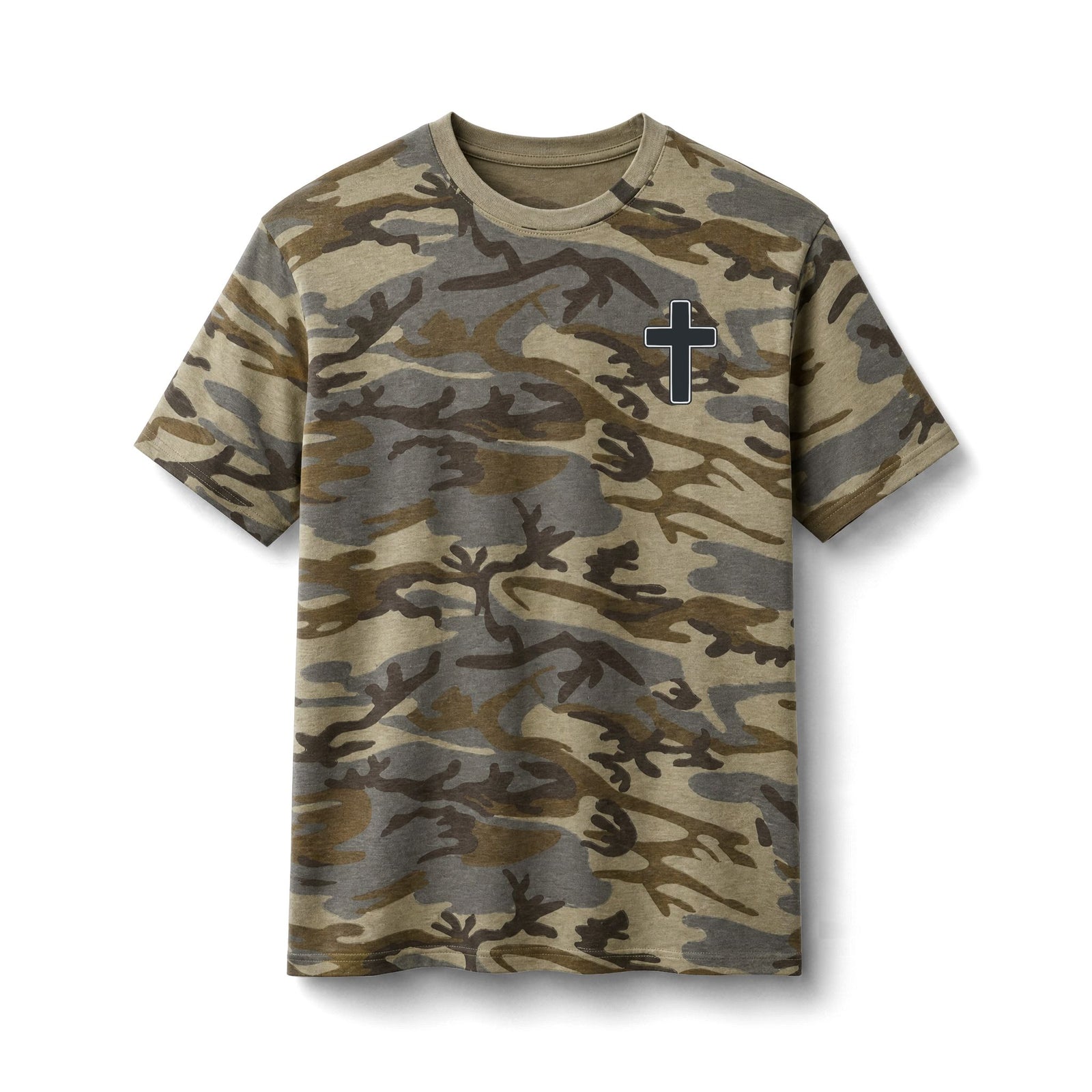 Camo Cross Tee – "Made to worship in All Seasons" Graphic Cotton Shirt