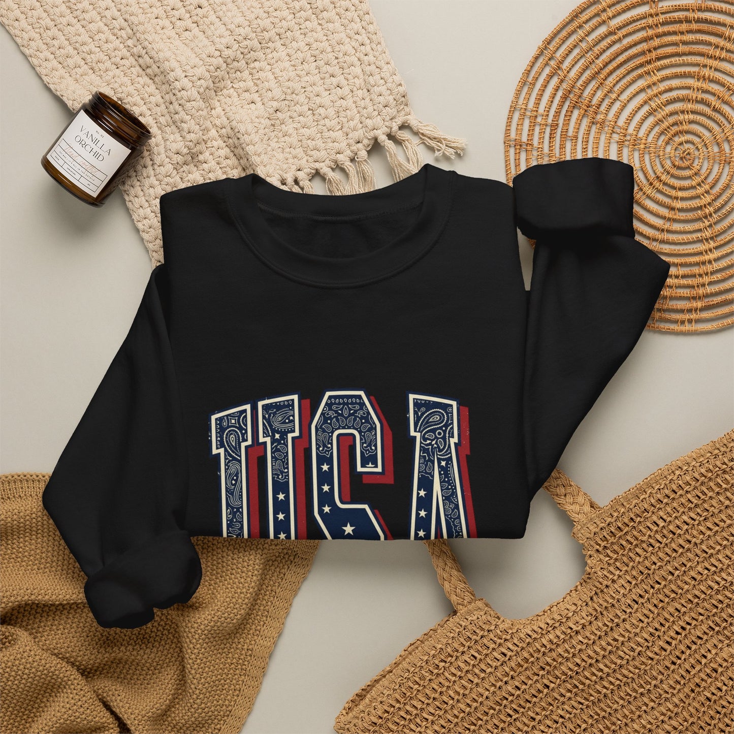 USA Vintage Americana Crewneck Sweatshirt | 4th of July Stars & Stripes