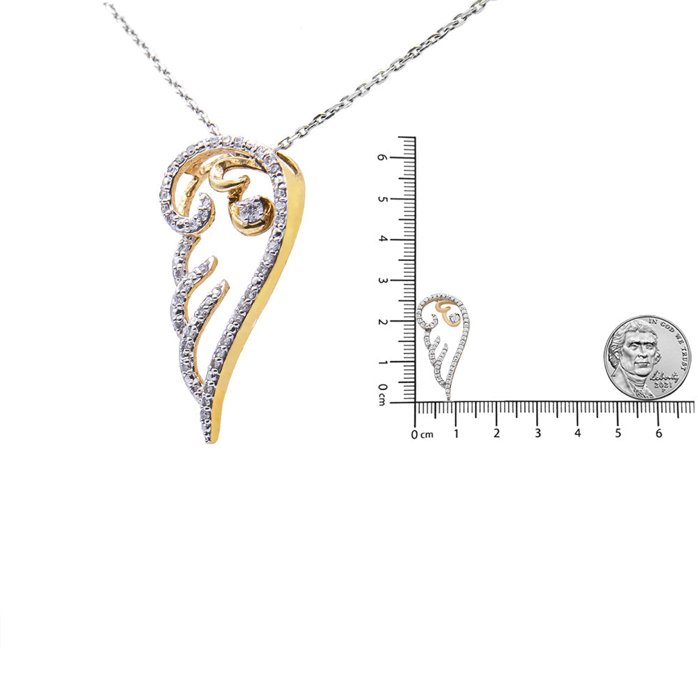 10K Gold-Plated Silver Diamond Angel Wing Necklace