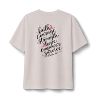 Load image into Gallery viewer, "Breast Cancer Ribbon" with Message on Back Tee XS-4XL