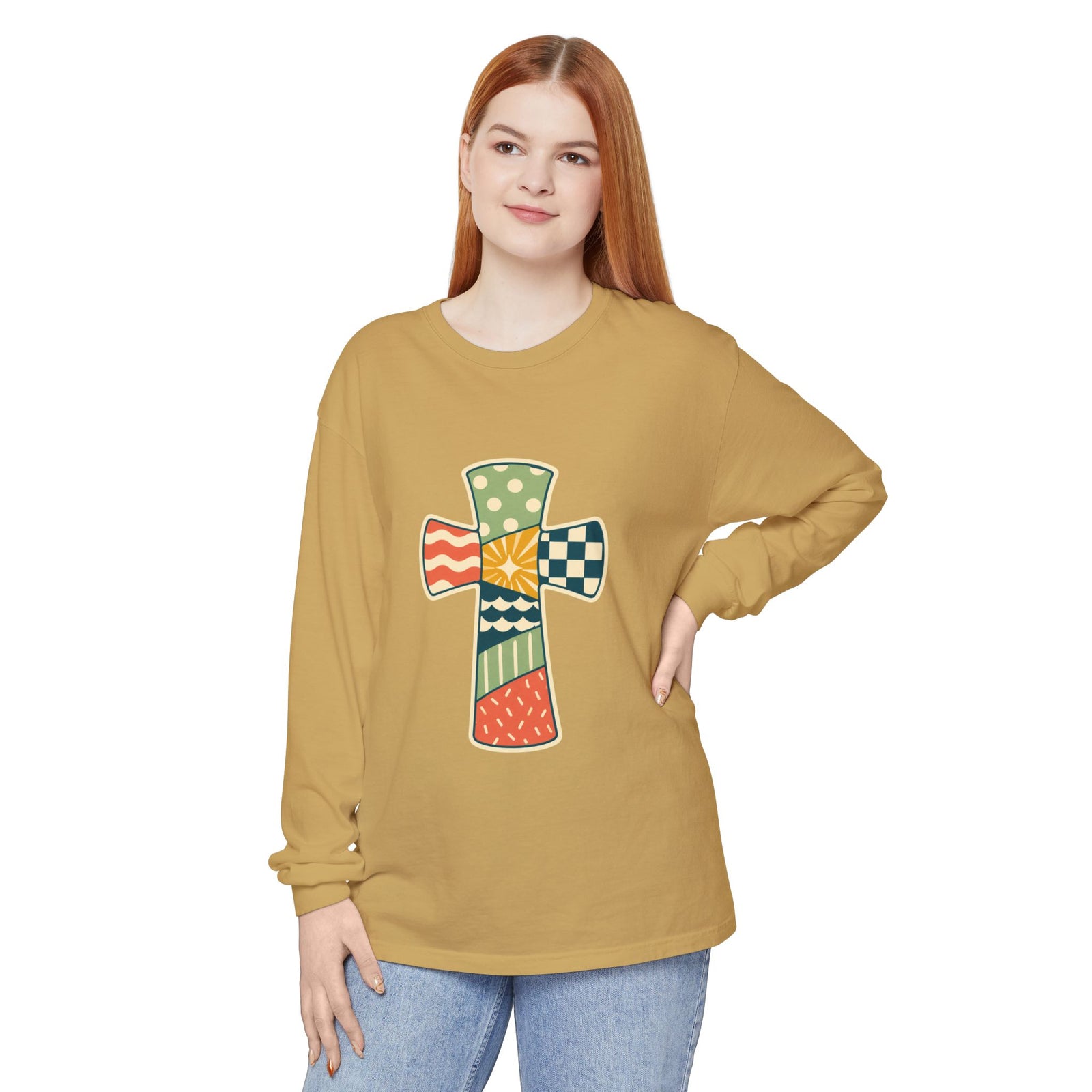 Patchwork Cross Long Sleeve T-Shirt