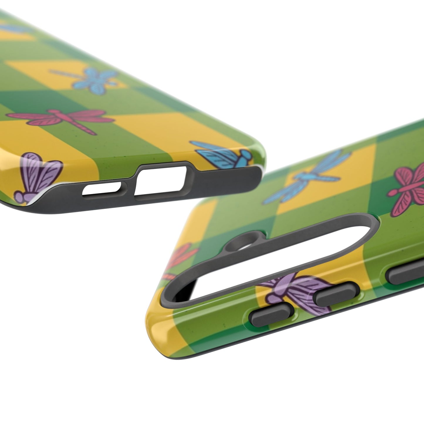 Dragonfly Check Phone Case — Colorful Plaid Protective Tough Case