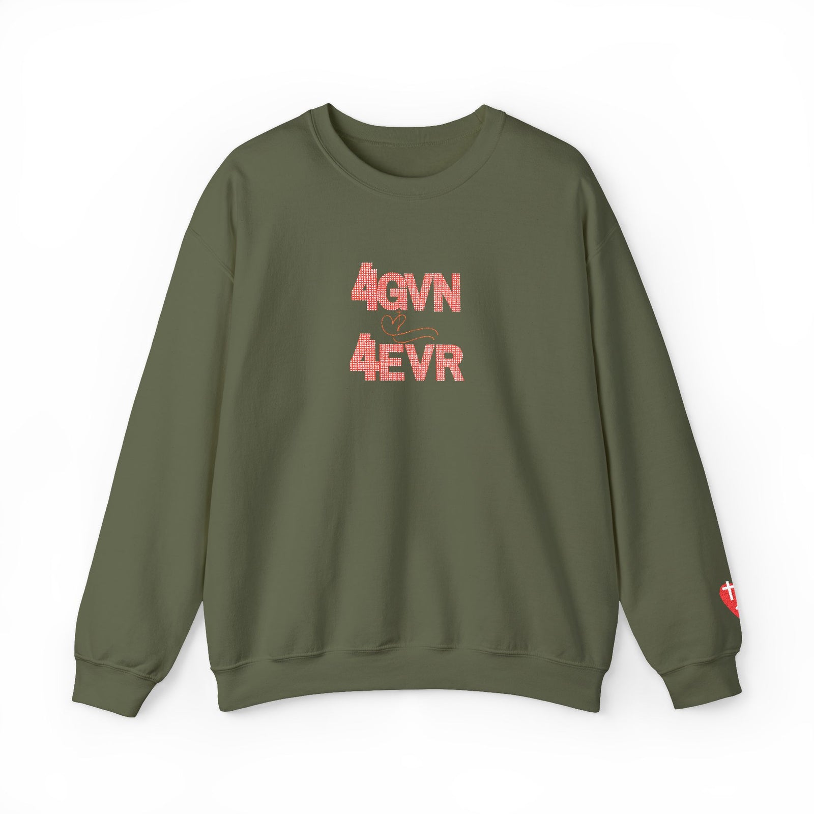 Crewneck Sweatshirt — 'AGAIN NEVER' Floral Text Design, White Cozy Pullover