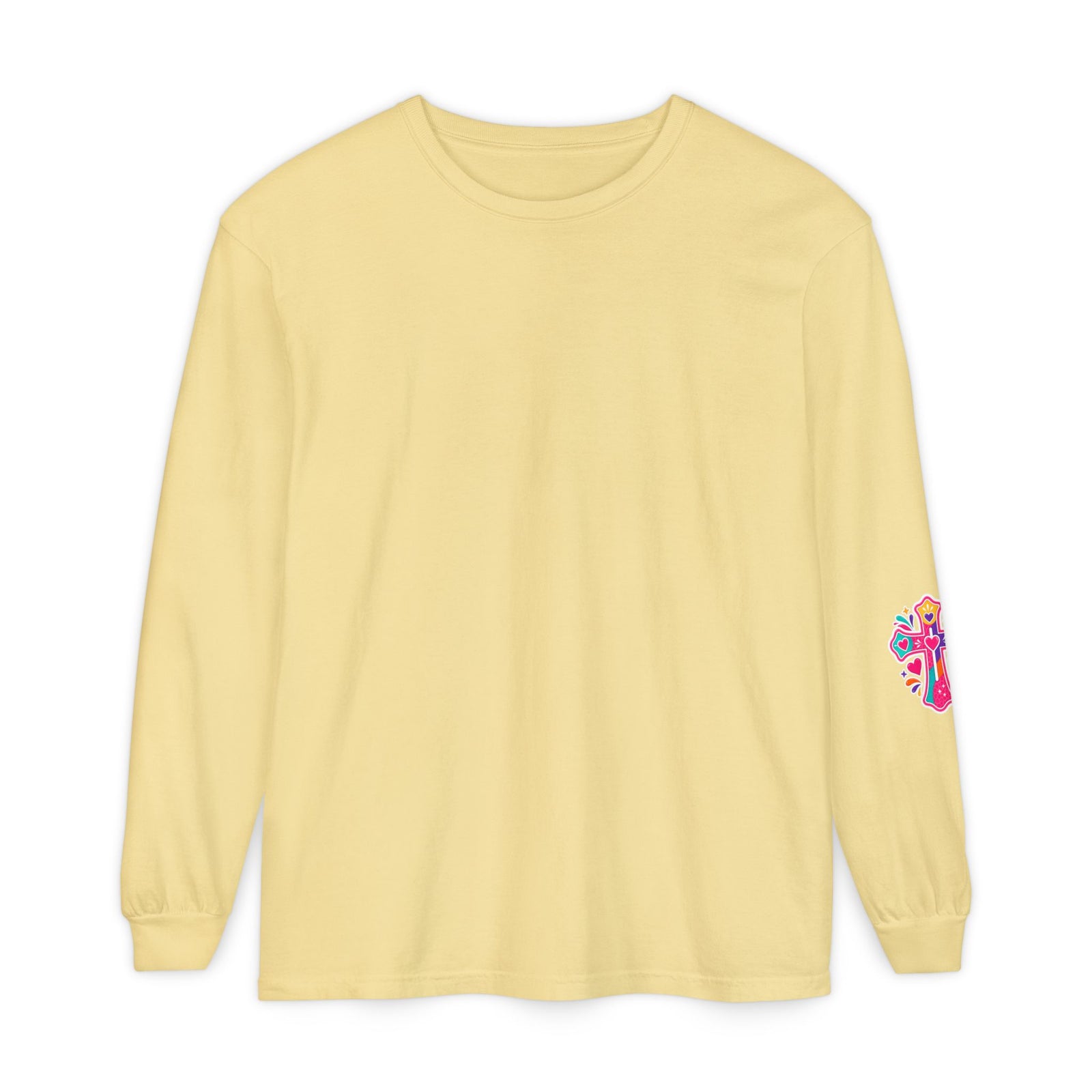 Long Sleeve T‑Shirt — "Warning I Tell Everyone About Jesus" Colorful Faith Graphic