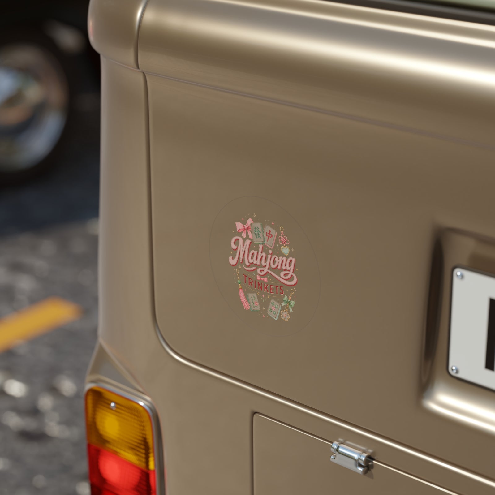 Mahjong Trinkets Round Sticker — Transparent Outdoor Vinyl