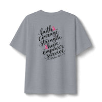 Load image into Gallery viewer, "Breast Cancer Ribbon" with Message on Back Tee XS-4XL