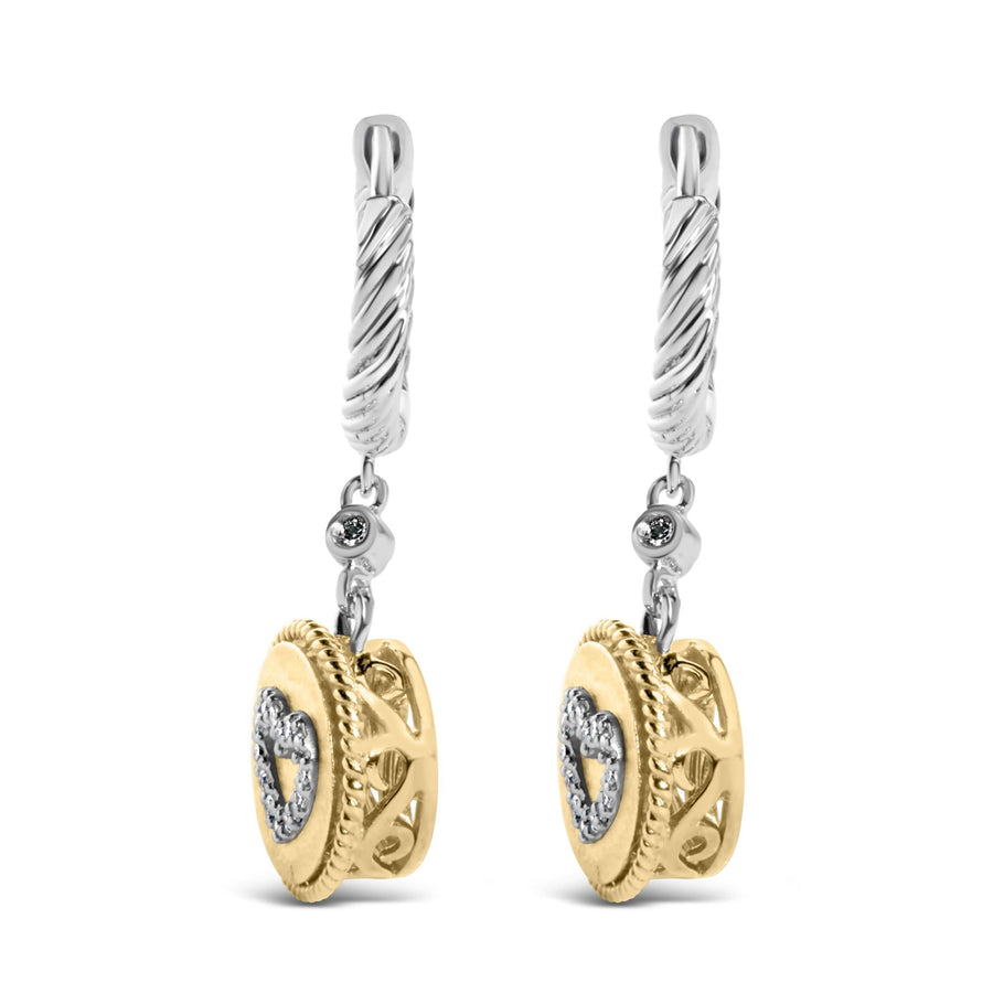 18K Gold Plated Sterling Silver Diamond Heart Earrings