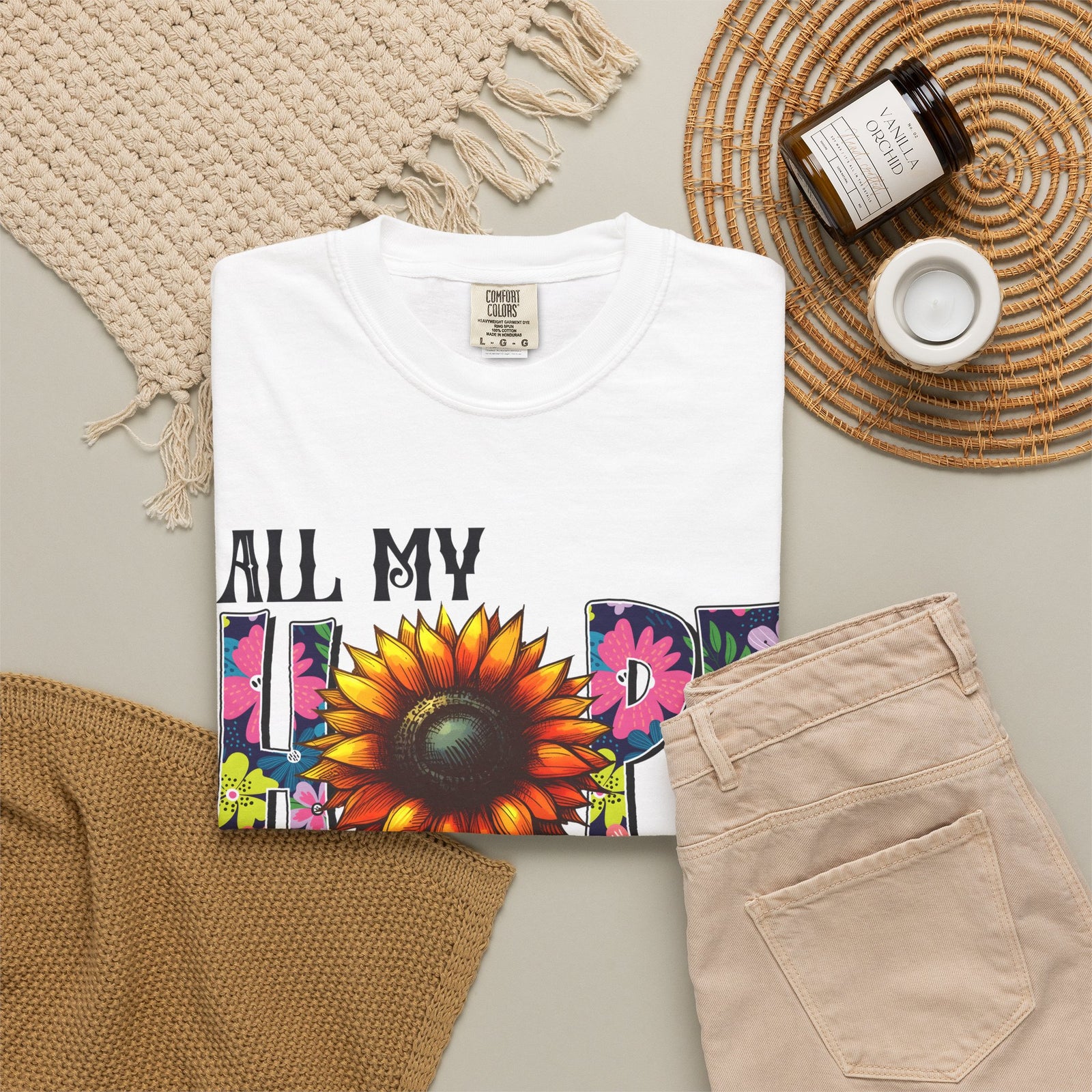 T-Shirt — "All My Hope Is in Jesus" Sunflower Faith Tee