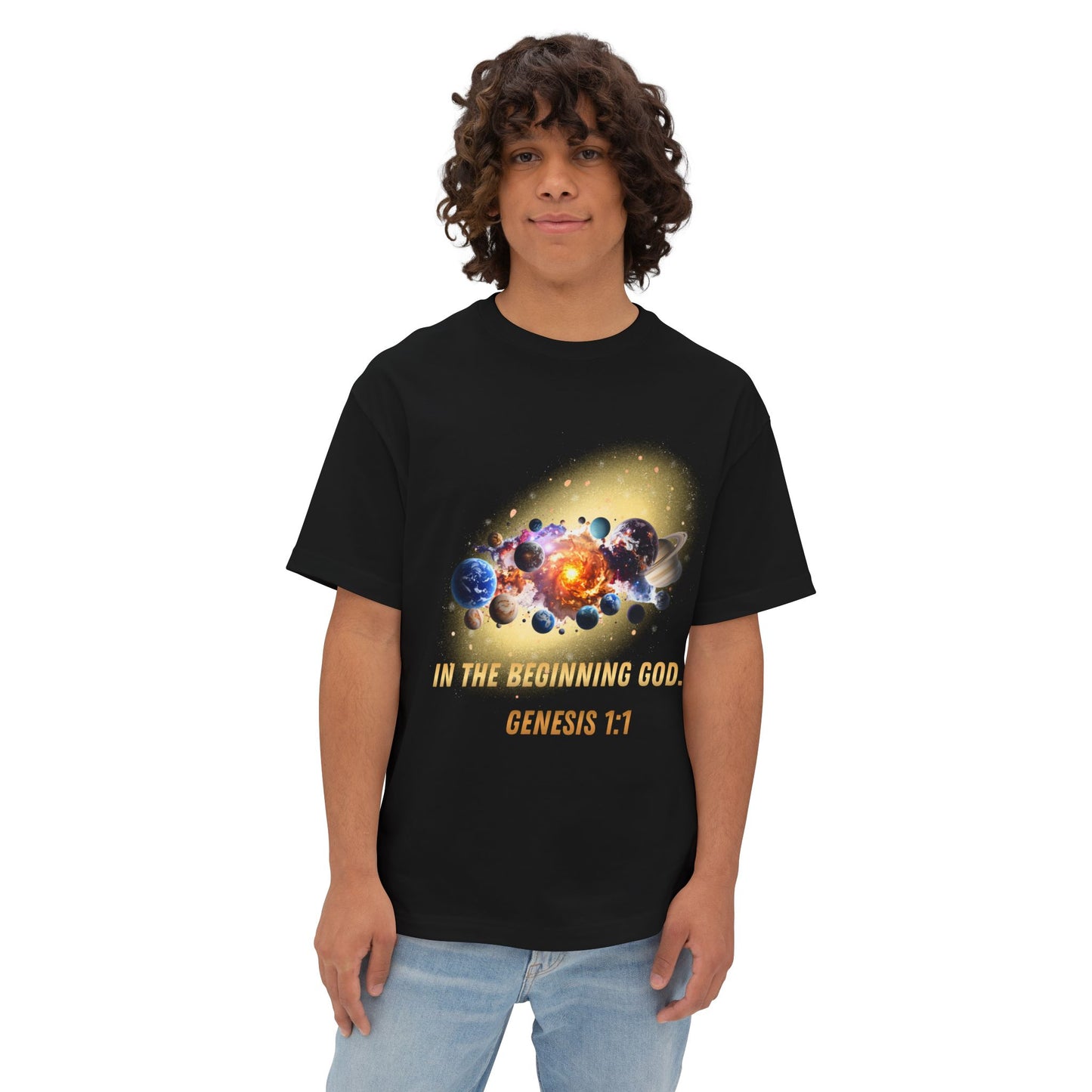 Genesis 1:1 Creation Tee — Cosmic Bible Verse T-Shirt