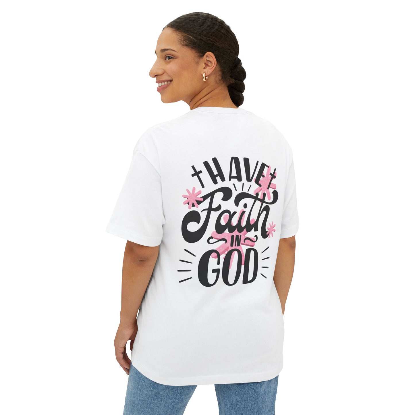 Faith In God Boxy Tee — Floral Christian Graphic T-Shirt