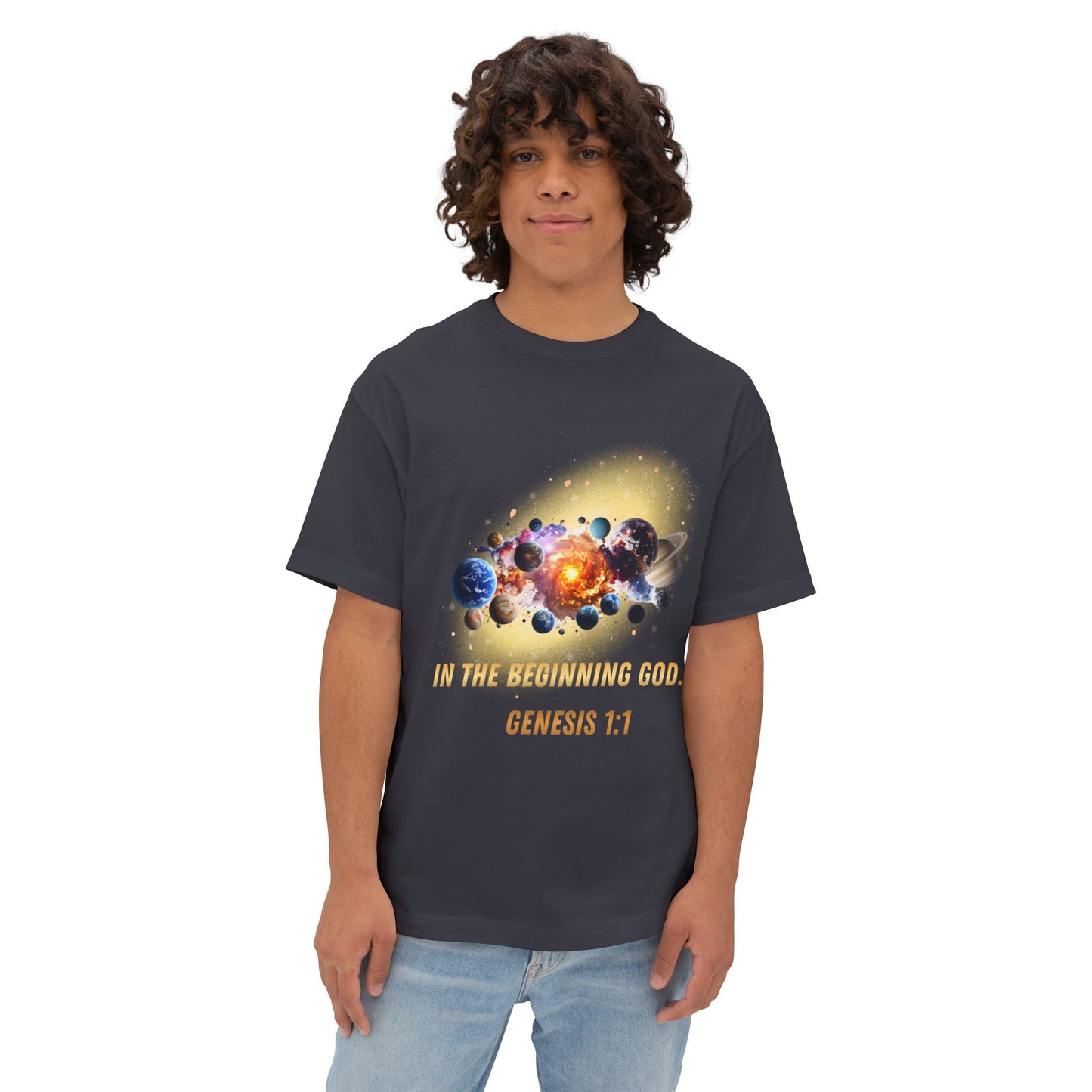 Genesis 1:1 Creation Tee — Cosmic Bible Verse T-Shirt