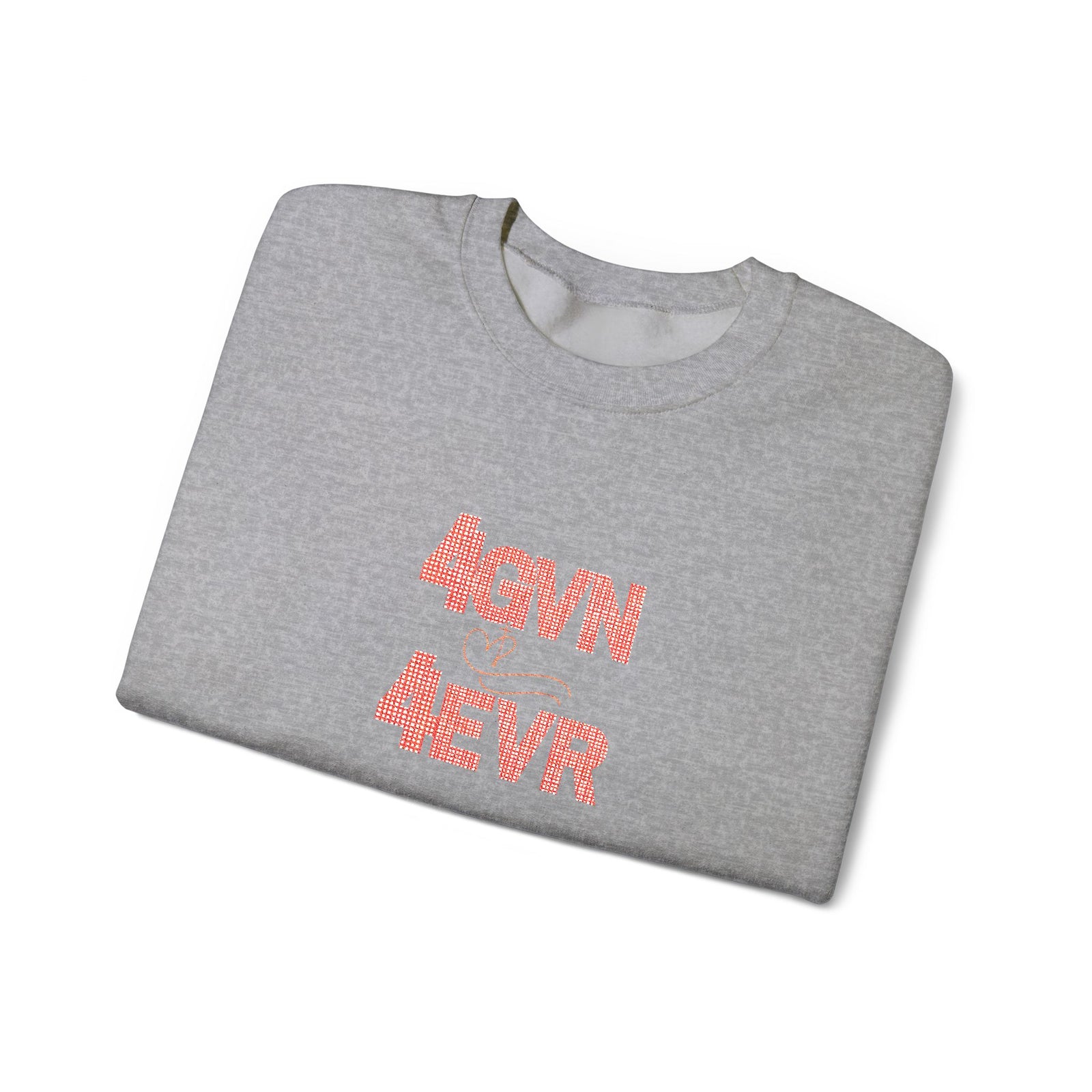 Crewneck Sweatshirt — 'AGAIN NEVER' Floral Text Design, White Cozy Pullover