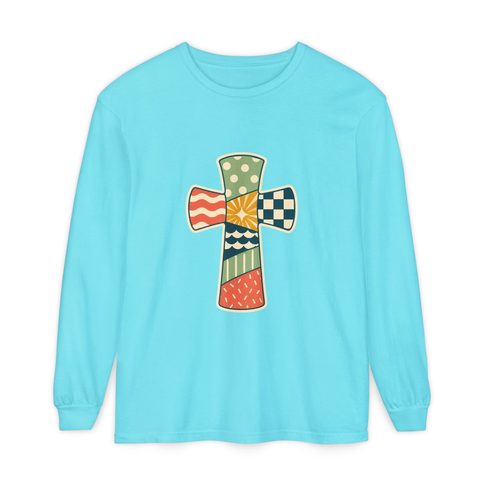 Patchwork Cross Long Sleeve T-Shirt