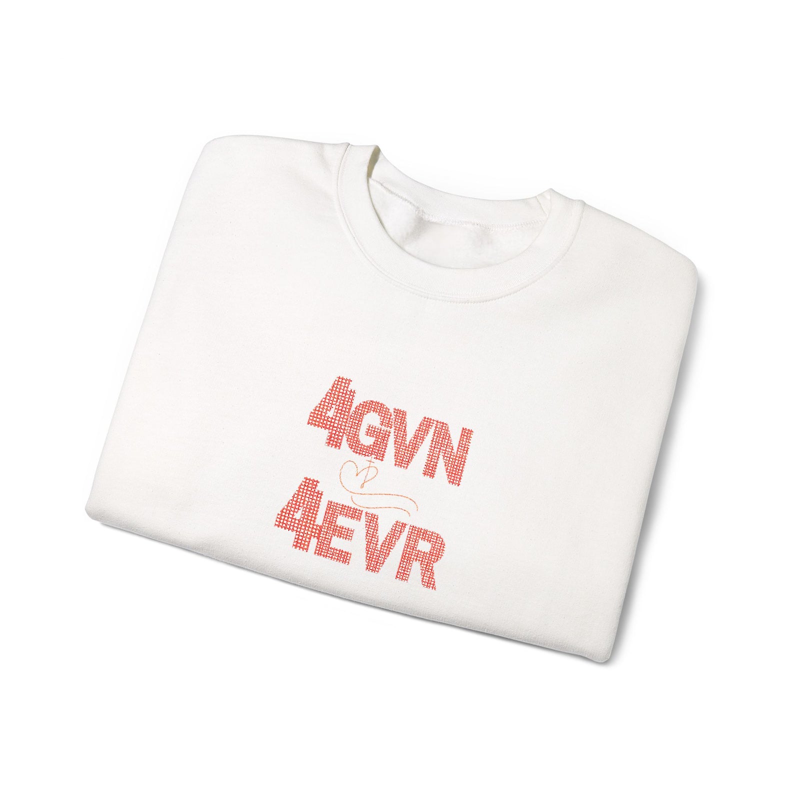 Crewneck Sweatshirt — 'AGAIN NEVER' Floral Text Design, White Cozy Pullover