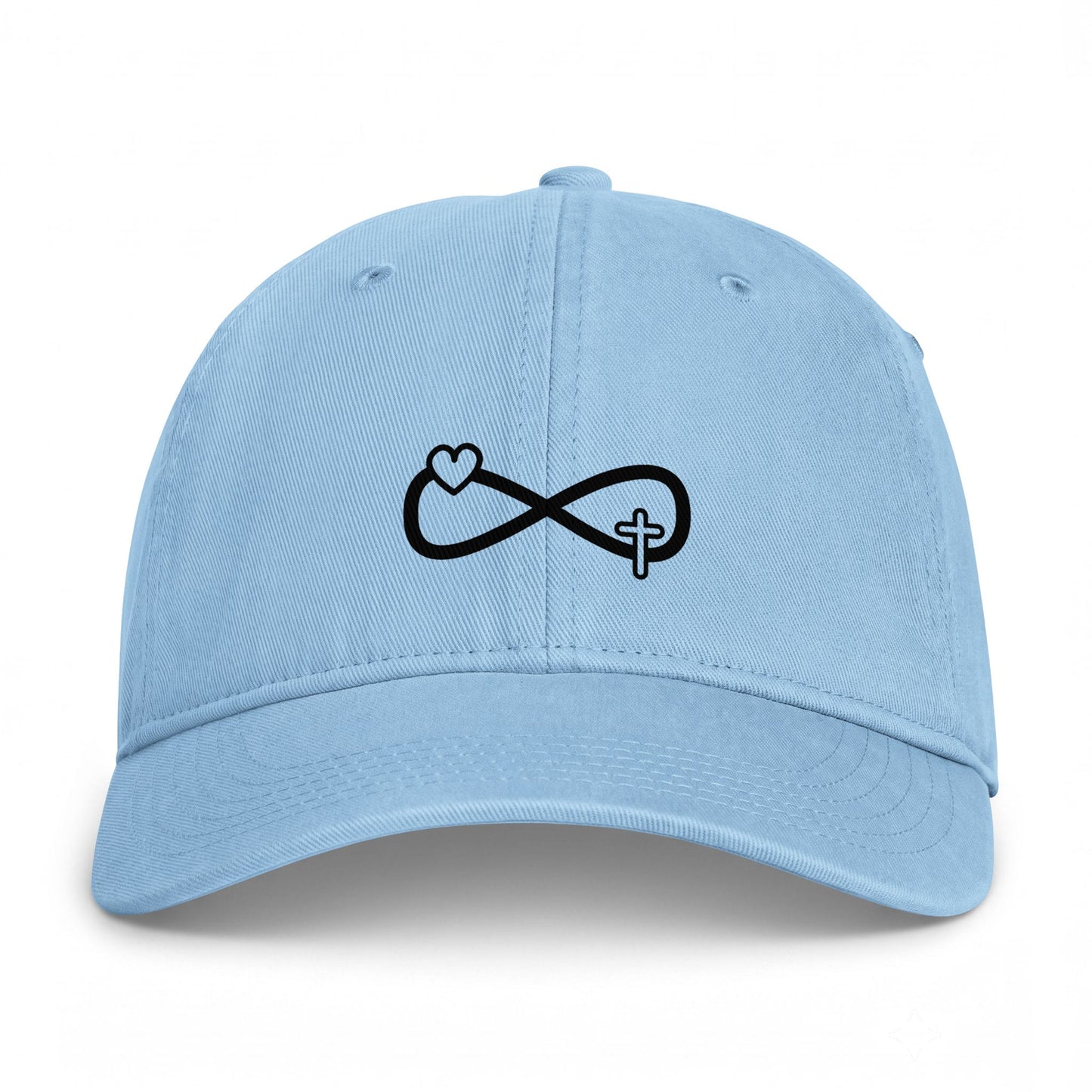 Infinity Heart & Cross Embroidered Cap — Coastal Washed Baseball Hat