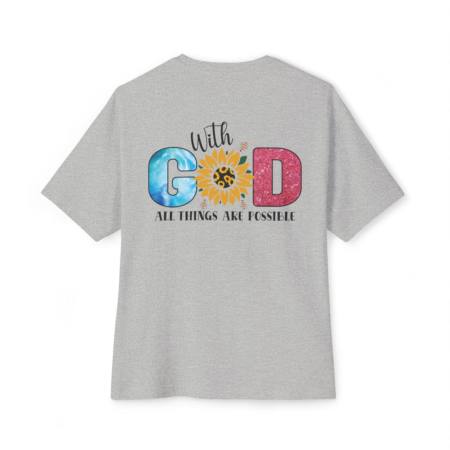 With God Tee — 'All Things Are Possible' Floral Sunflower Faith T-Shirt