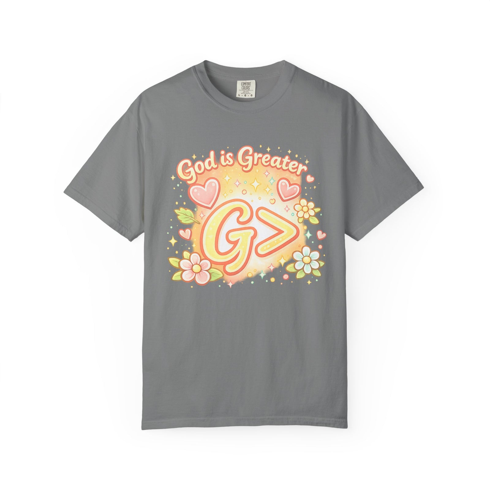God's Greater Tee — Cute Floral Christian Graphic T-Shirt