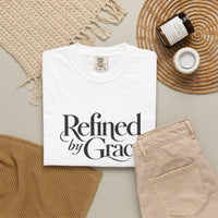Load image into Gallery viewer, Refined by Grace T-Shirt — Minimal Christian Cross Graphic Tee